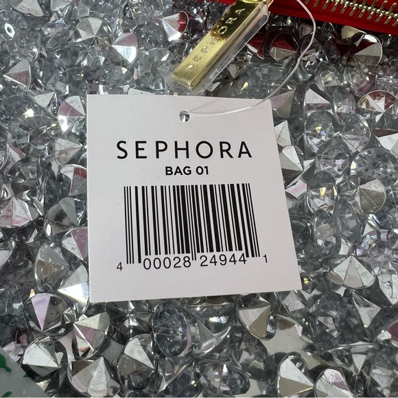 Sephora bag makeup cosmetic case bag red black gold zipper brand new - Picture 11 of 15